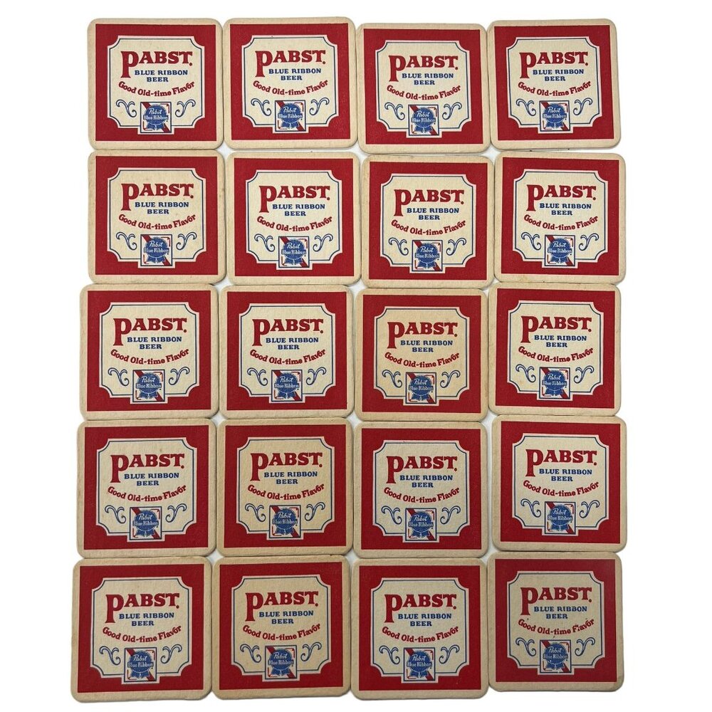 Pabst Blue Ribbon PBR Vintage Beer Coaster Set of 20 Bar Man Cave Good Old Time
